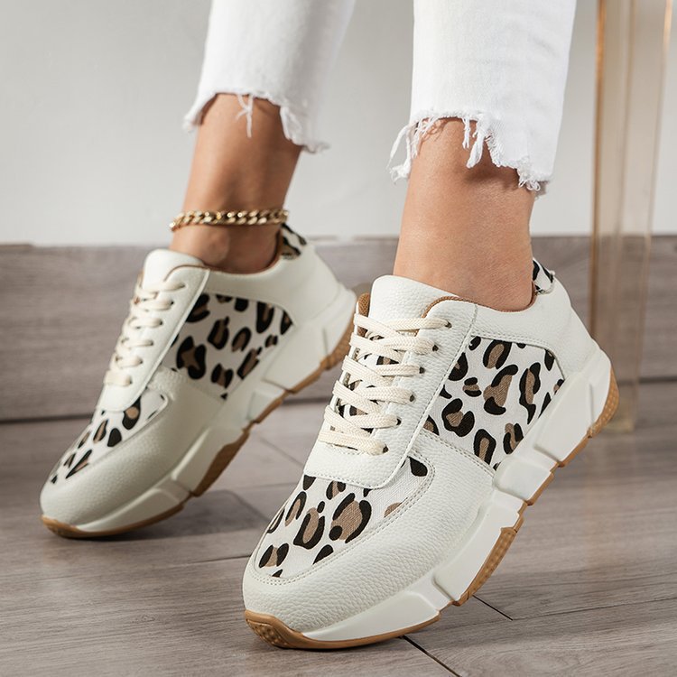 Leopard-patterned casual sneakers